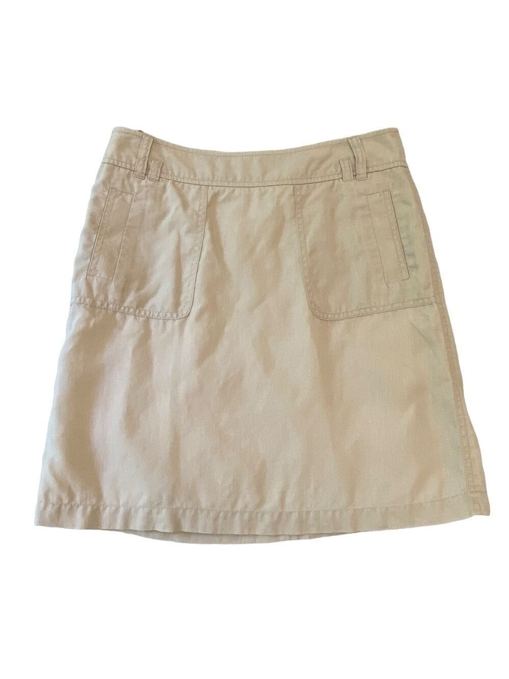 Esprit mini skirt 100% linen tan beige neutral lined pockets Summer Comfort 4